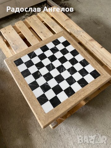 Мраморна шахматна маса , снимка 3 - Маси - 37224616