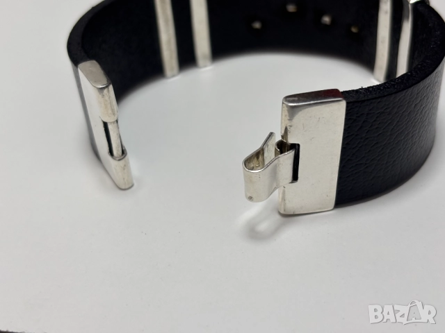 НОВА! Мъжка Гривна-сребро(проба 925) и Естествена кожа, снимка 12 - Гривни - 52319553