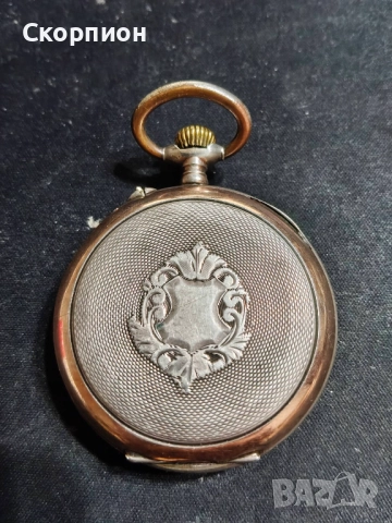 Швейцарски СРЕБЪРЕН джобен часовник 1901г. с позлата - 10 РУБИНА ПРОМОЦИЯ, снимка 3 - Джобни - 48361909