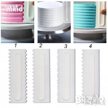 4 вида Текстурна шпатула за релеф линии зебра вълни уред пластмасов двустранен Голям скрапер