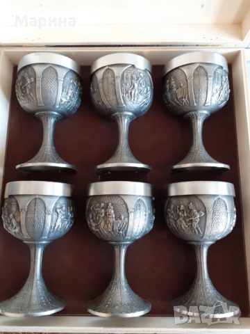 Чаши за вино от калай Antik*Vintage#91, снимка 2 - Антикварни и старинни предмети - 52010206