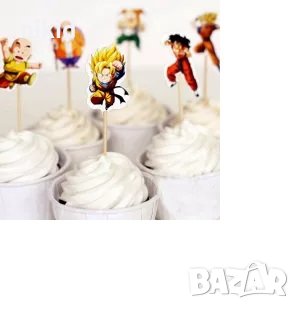 12 бр Dragon Ball драгон бол топер топери къси остри за мъфини кексчета декор украса парти, снимка 3 - Други - 32805561