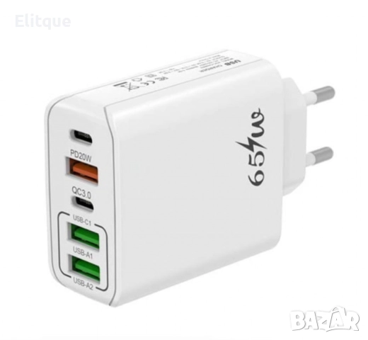 Адаптер - Ултра бързо 65W (Super VOOC+) USB-C + USB-A зарядно, снимка 4 - Друга електроника - 52716705