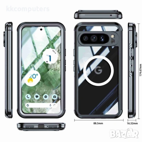 Google Pixel 9 Pro XL Силиконов Калъф Transparent IP54 Life Waterproof TPU и Протектор, снимка 4 - Калъфи, кейсове - 53097771