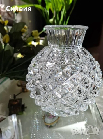 Винтидж Кристална Ниска Ваза