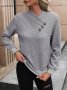 Нов дамски ежедневен едноцветен пуловер с дълъг ръкав, снимка 1 - Блузи с дълъг ръкав и пуловери - 43931882