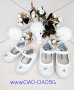 №19-№26, Бели официални бебешки обувки - Балеринки за момиче с панделка за кръщене или повод, снимка 7