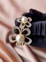 Красива метална шнола в златисто с перли и кристали и закопчаване с френски механизъм , снимка 4