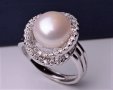 Сребърен пръстен с естествена, бяла перла, снимка 4