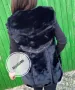 Дамски елек с пух и кожени елементи в черно , снимка 2