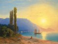 Айвазовски, ”Залез над Ялта”, морски пейзаж, картина