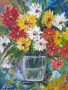 Деница Гарелова 30x24см/малка българска картина масло върху платно-картон/натюрморт-цветя/без рамка, снимка 2