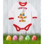 Бебешко боди Честит Великден 6 "Заек с количка - розови букви (с име по избор)", снимка 4