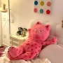 Голяма плюшена Котка- Розоча/Черна, 80см Голямо плюшено Коте, снимка 3