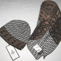 FENDI шал и шапка комплект, снимка 5 - Шалове - 35025309
