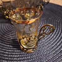Оригинални  руски чаши с метална подложка 