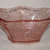 Старинна фруктиера жардиниера ар деко розово стъкло 27 см, почти отлична, снимка 1 - Декорация за дома - 40754313