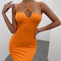 Дамска оранжева рокля !!НОВ МОДЕЛ!!, снимка 1 - Рокли - 44880444