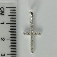 Нов сребърен кръст с камъни цирконий, снимка 1 - Колиета, медальони, синджири - 28667784
