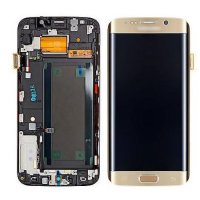 Дисплей за Samsung Galaxy S7 Edge, златист с рамка, снимка 1 - Резервни части за телефони - 44005985
