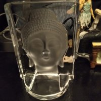Масивен стъклен свещник Буда, снимка 4 - Декорация за дома - 38629794