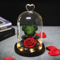 Меченце с вечна роза в стъкленица, снимка 4 - Декорация за дома - 27020274