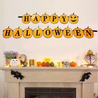 Хартиен надпис Happy Halloween парти гирлянд с тикви, снимка 3 - Декорация за дома - 26478943