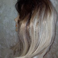 НОВА перука - боб -омбре тъмнокестеняво към платинено русо, снимка 2 - Аксесоари за коса - 36683118