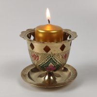 Чашка за свещ от месинг, снимка 2 - Антикварни и старинни предмети - 43896034