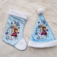 Коледен чорап и шапка Елза , снимка 1 - Шапки, шалове и ръкавици - 38846281