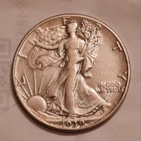 USA 🇺🇸 HALF DOLLAR 1939 Philadelphia Mint , снимка 2 - Нумизматика и бонистика - 32214730