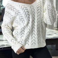 Дамски пуловер, кръстосан отзад с красива шарка, 5цвята - 023, снимка 12 - Блузи с дълъг ръкав и пуловери - 39855780