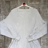 Оригинален марков мръсно бял слонова кост тънък пуловер накъсан скъсан прокъсан Diesel/Дизел, снимка 6 - Блузи с дълъг ръкав и пуловери - 43008546
