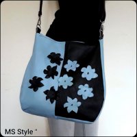 Дамска чанта от естествена кожа с цветя-ръчна изработка!, снимка 3 - Чанти - 25814688