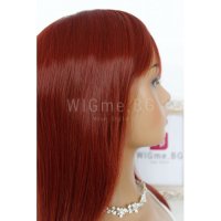 Дълга права червена перука с бретон Вивиан, снимка 3 - Аксесоари за коса - 32378816