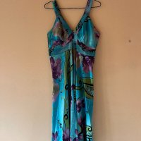 Сатенена рокля с флорален принт 🩵💙, снимка 1 - Рокли - 43946974