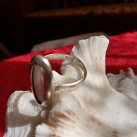 Елипсовиден сребърен пръстен със седеф, снимка 4 - Пръстени - 36690394