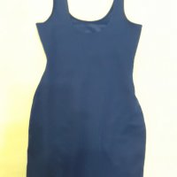 Малка тъмно синя малка рокля , дълбоко деколте и презрамки , еластан+трико, стои по тялото , секси , снимка 2 - Рокли - 37476489