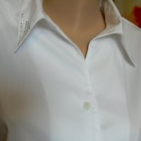 Дамска бяла риза с красива яка и красиви копчета, снимка 4 - Ризи - 26942550