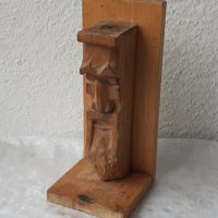 Голям стар дървен ограничител за книги, фигура, дърворезба Bookend, снимка 2 - Статуетки - 36611632