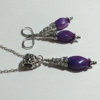 Новият ни комплект бижута с пурпурно лилав Ахат и красиви орнаменти в цвят Сребро , снимка 3 - Бижутерийни комплекти - 35396268