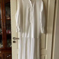 Бяла нова дълга елегантна рокля  риза  Zara zara Зара плисирана плисе  , снимка 8 - Рокли - 43610624