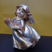 Ангел  ГОЛЯМ от висококачествен полирезин ,  цвят- меланж от сребро, мед, злато., снимка 3 - Статуетки - 43214419