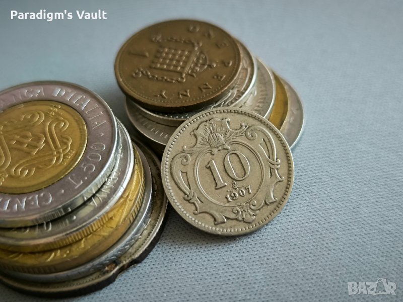 Монета - Австро-Унгария - 10 хелера | 1907г., снимка 1