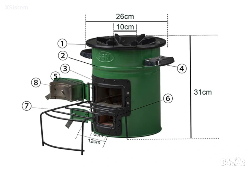 Печка барбекю за готвене на дърва с две ядра, снимка 1