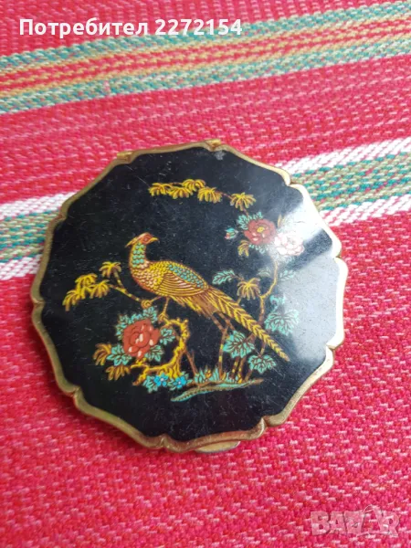 Позлатена пудриера с огледало, снимка 1