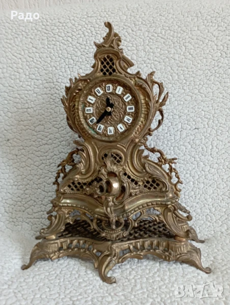 Голям старинен масивен бронзов часовник, снимка 1