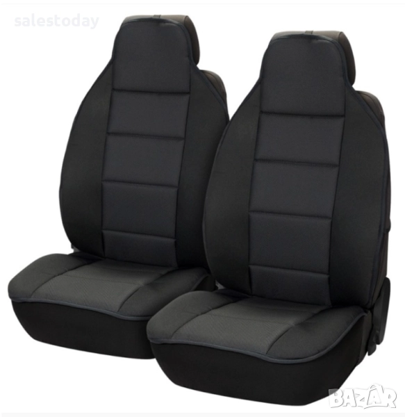 Калъфи за предни седалки, Масажори за кола, Тапицерия в черен цвят , снимка 1