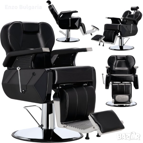 Хидравличен фризьорски стол за фризьорски салон Richard Barberking F97-CH002-BLACK-SHINNY, снимка 1