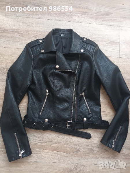 Дамско кожено яке размер S черно, снимка 1